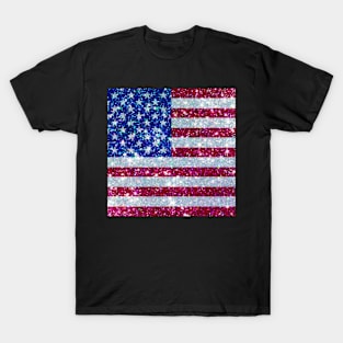 American Flag Glitter Sticker T-Shirt